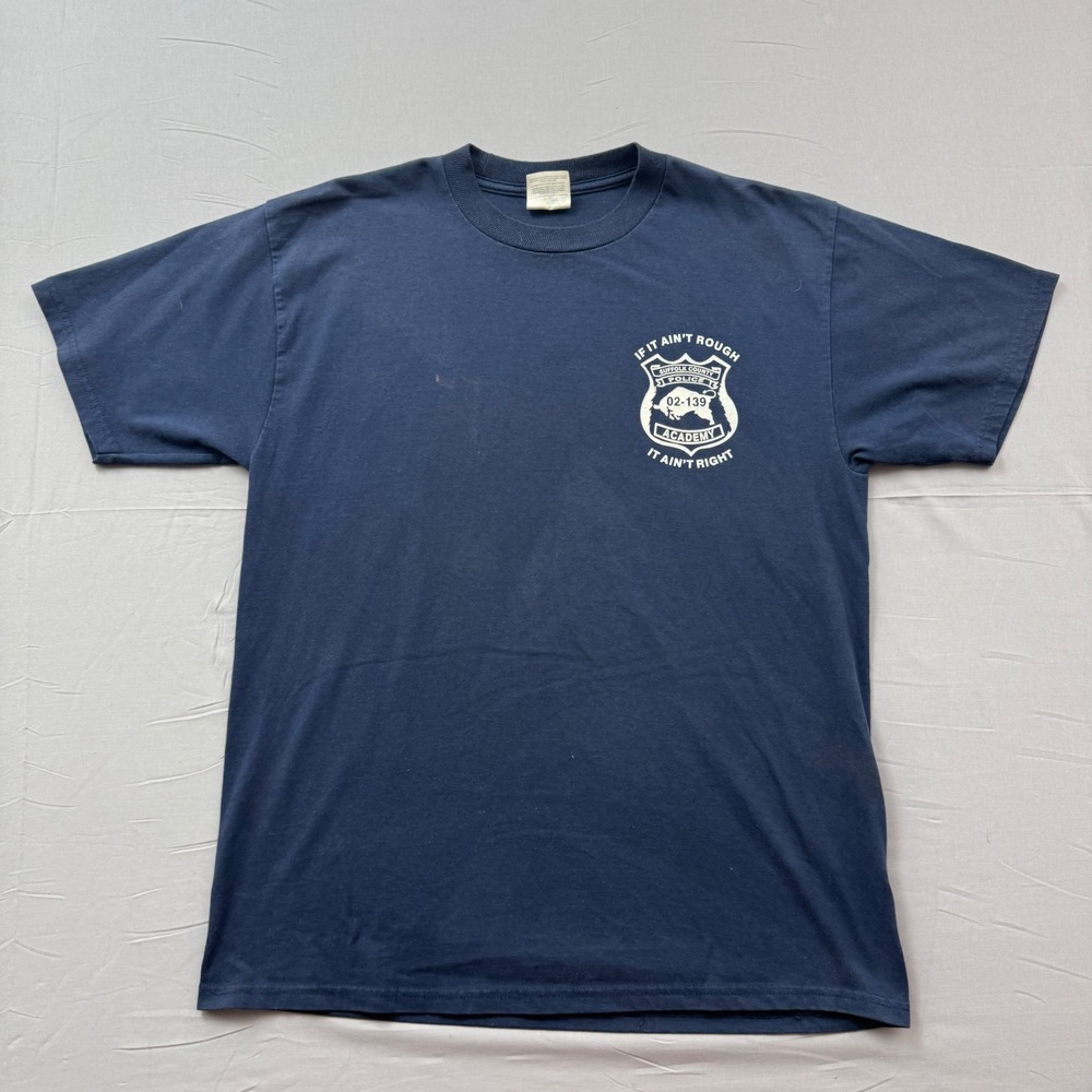 Jerzees Suffolk County Police Academy T-Shirt Navy Blue Mens Large NY PD Bull